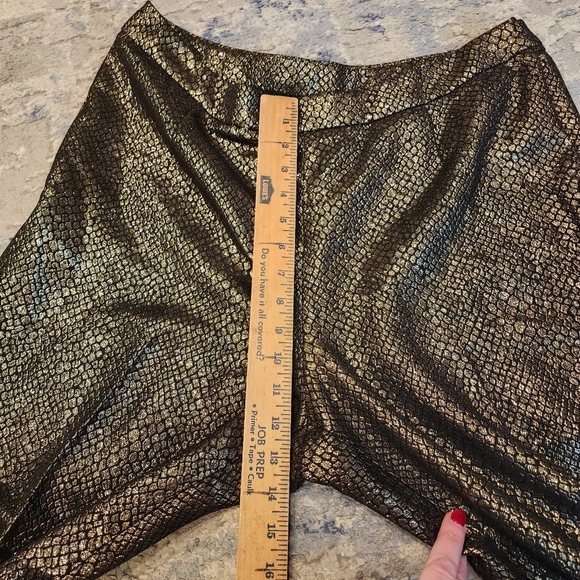 Anne Klein Shimmering Gold Metallic Black Snake Print Pants Size 12 - Picture 8 of 17